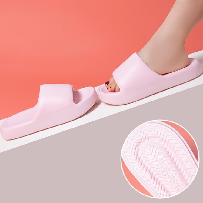 Unisex Thick Soled Anti-Skid Silent Bathroom Slippers Solid Color Home Eva Indoor Soft Shoes Couple Women Men Slippers Slides - Image 3
