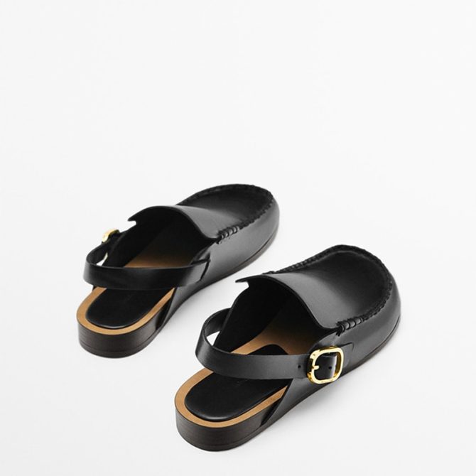 2023 Spring Summer Fashion Metal Buckle Genuine Leather Thick-Soled Sandals Casual Black Simple Shoes Female women slippers - Image 2