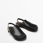 2023 Spring Summer Fashion Metal Buckle Genuine Leather Thick-Soled Sandals Casual Black Simple Shoes Female women slippers