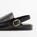 2023 Spring Summer Fashion Metal Buckle Genuine Leather Thick-Soled Sandals Casual Black Simple Shoes Female women slippers - Image 3