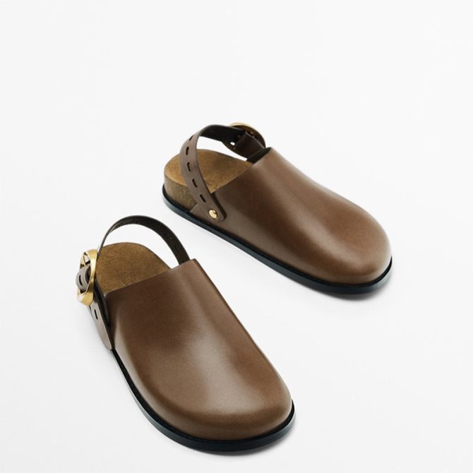 2023 Spring Summer Fashion Metal Buckle Genuine Leather Thick-Soled Sandals Casual Black Simple Shoes Female women slippers - Image 4