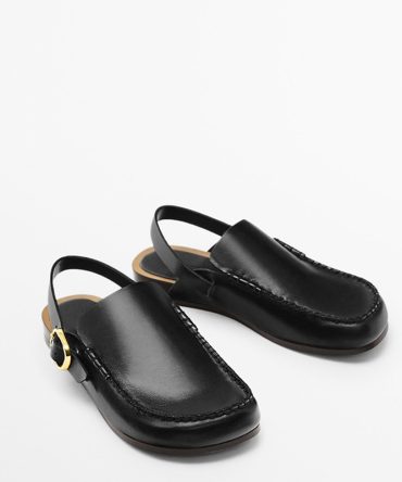 2023 Spring Summer Fashion Metal Buckle Genuine Leather Thick-Soled Sandals Casual Black Simple Shoes Female women slippers
