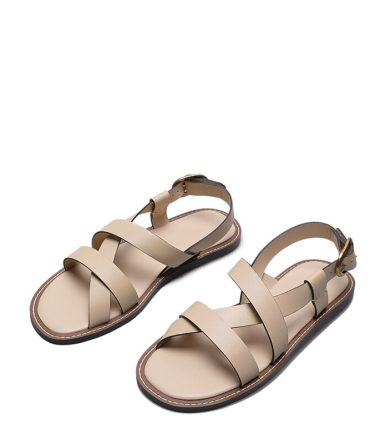 2023 New Spring Summer Fashion Leather Cross Belt Design Open Toe Roman Sandals
