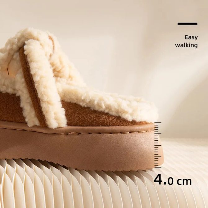 Keep Warm Lamb Wool Home Slippers Women Thicken Plush Platform Winter Shoes Woman Faux Suede Closed Toe Indoor Cotton Slippers - Image 6