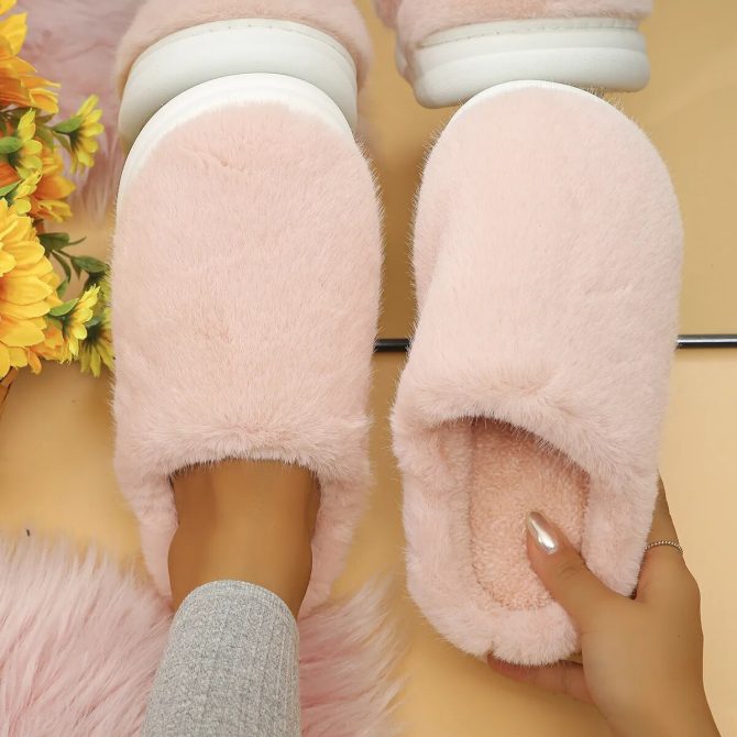 Soft Thick Bottom Fluffy Fur Slippers Women Winter 2023 Warm Plush Home Slippers Woman Platform Non-Slip Fuzzy Slides Shoes Lady - Image 2