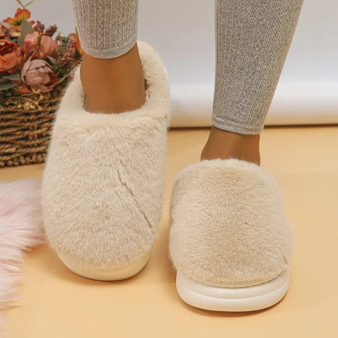 Soft Thick Bottom Fluffy Fur Slippers Women Winter 2023 Warm Plush Home Slippers Woman Platform Non-Slip Fuzzy Slides Shoes Lady - Image 3