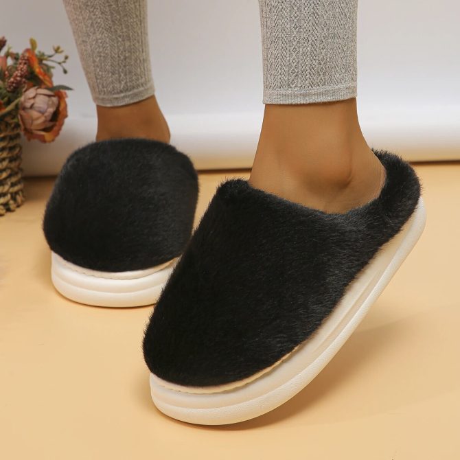 Soft Thick Bottom Fluffy Fur Slippers Women Winter 2023 Warm Plush Home Slippers Woman Platform Non-Slip Fuzzy Slides Shoes Lady - Image 5