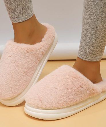 Soft Thick Bottom Fluffy Fur Slippers Women Winter 2023 Warm Plush Home Slippers Woman Platform Non-Slip Fuzzy Slides Shoes Lady