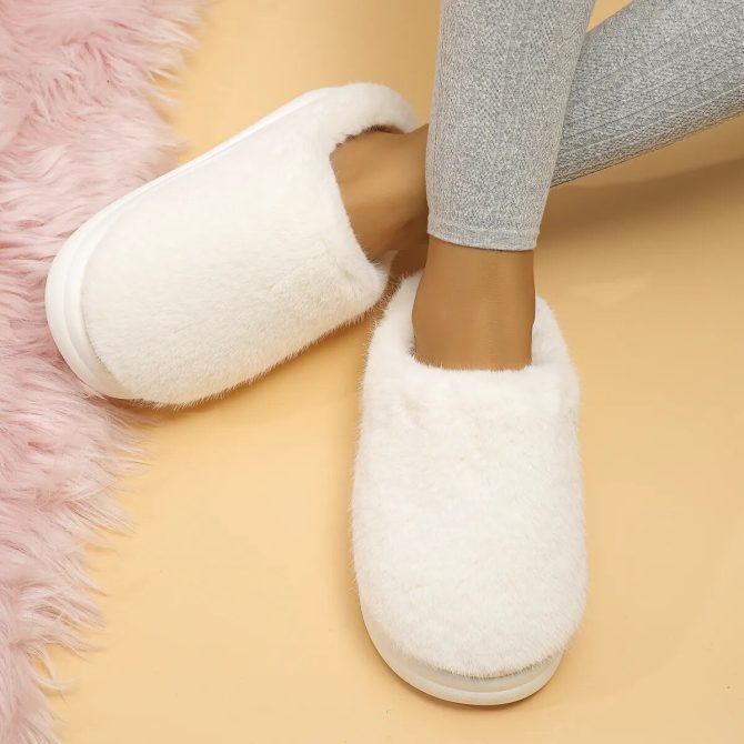 Soft Thick Bottom Fluffy Fur Slippers Women Winter 2023 Warm Plush Home Slippers Woman Platform Non-Slip Fuzzy Slides Shoes Lady - Image 6