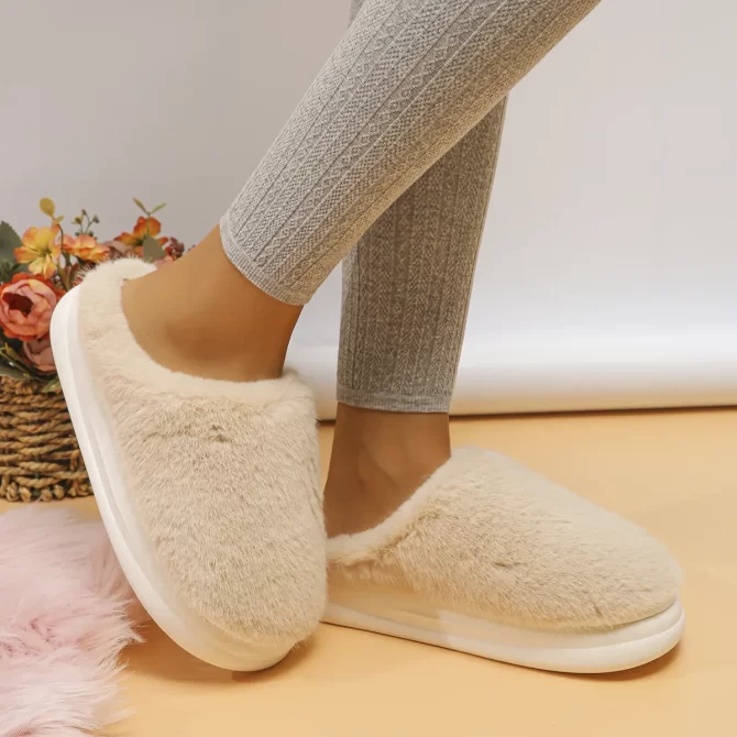 Soft Thick Bottom Fluffy Fur Slippers Women Winter 2023 Warm Plush Home Slippers Woman Platform Non-Slip Fuzzy Slides Shoes Lady - Image 4
