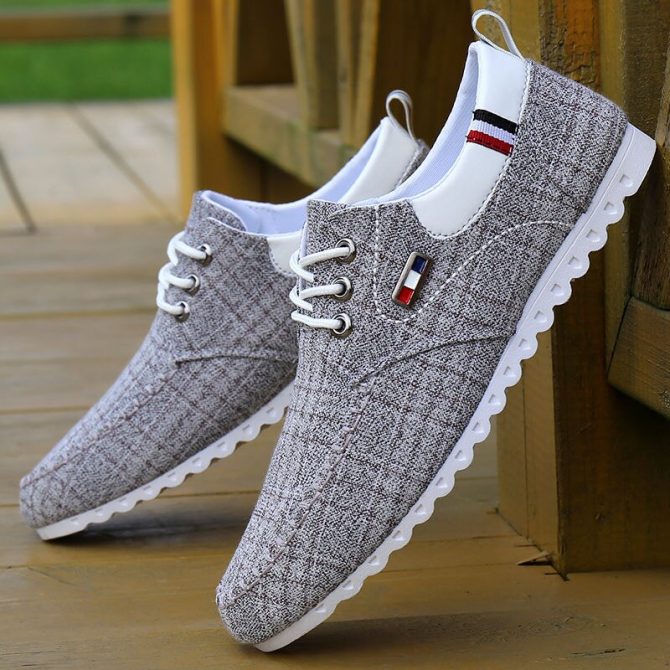 Men Casual Shoes Breathable Comfortable Canvas Shoes Soft Sole Walking Shoes Lightweight Flat Driving Shoes - Image 2