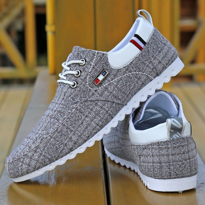 Men Casual Shoes Breathable Comfortable Canvas Shoes Soft Sole Walking Shoes Lightweight Flat Driving Shoes